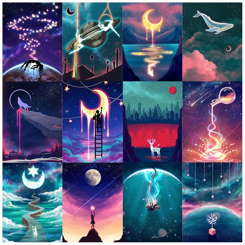 

5d Diy Diamond Painting Full Square/Round Cartoon Moon Diamond Embroidery Mosaic Cross Stitch Home Decor Art Wall Painting