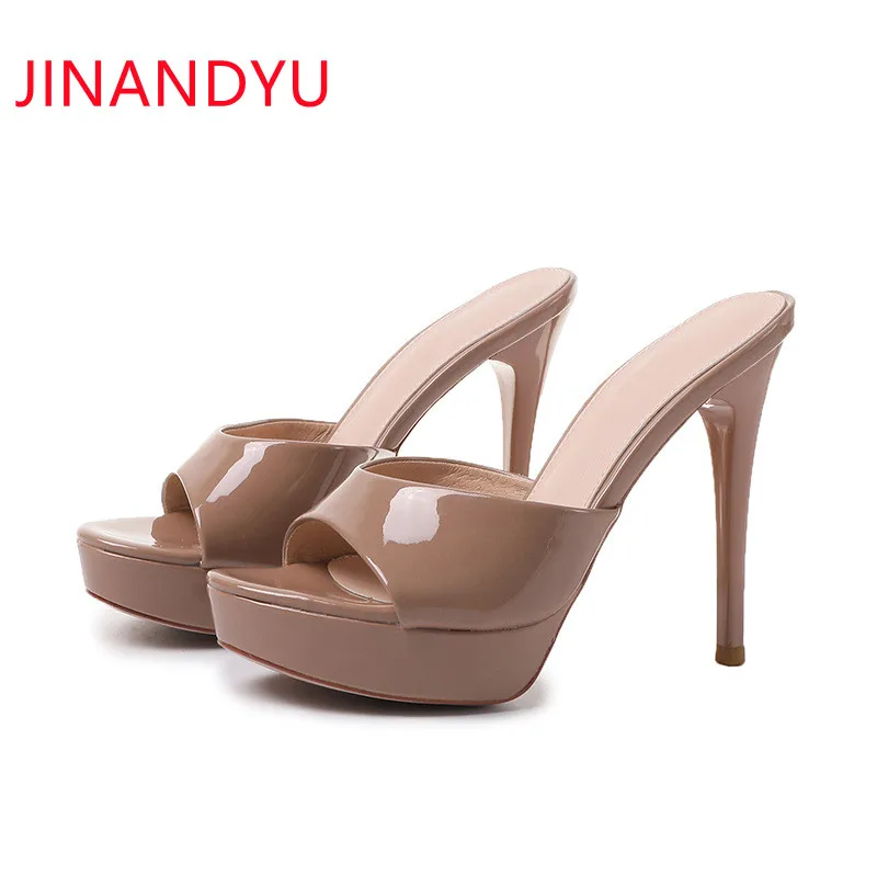 

Patent Leather Platform Sandals Women High Heels Slippers Summer Shoes Women Dress Sexys Shoes for Women Stiletto Heels Sandal