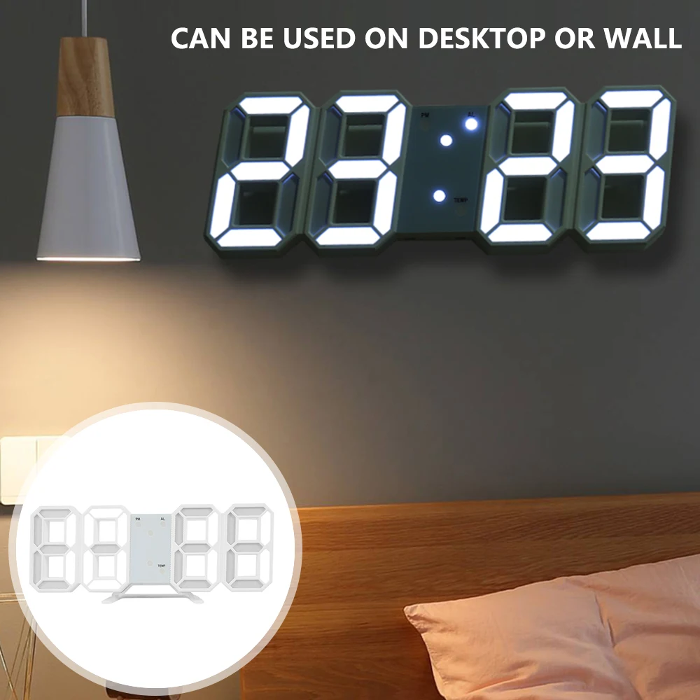 3D LED Wall Clock Modern Design Digital Table Alarm Nightlight Saat reloj de pared Watch For Home Living Room Decoration | Дом и сад