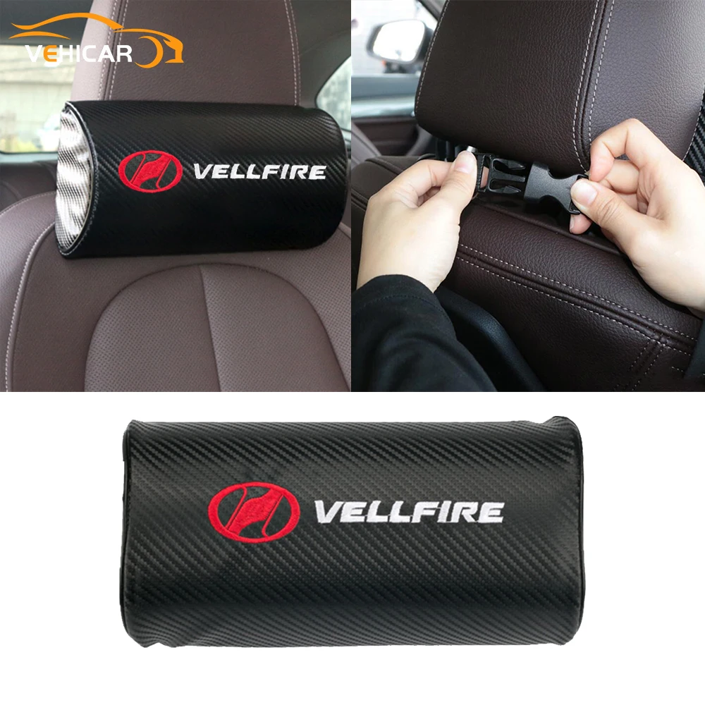 

VEHICAR Car Headrest Neck Pillow For VELLEIRE Leather Neck Protection Supporter Headrest Car Pillow Accessories