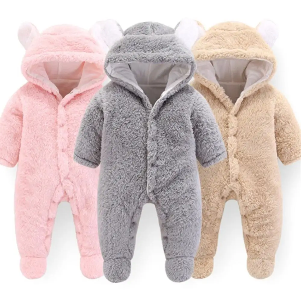 

New Born Baby Boy Girl Climbing Romper Toddler Unisex Jumpsuit Animal Bear Thick Warm Clothes 0-24M Baby Winter Clothing Outfits