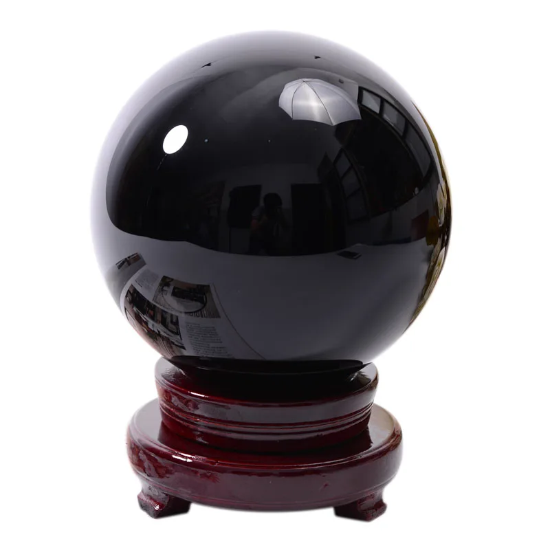 

80mm Clear Balck Glass Crystal Ball Healing Sphere Photography lens Props Gifts New Artificial Crystal Decorative Ball with Base