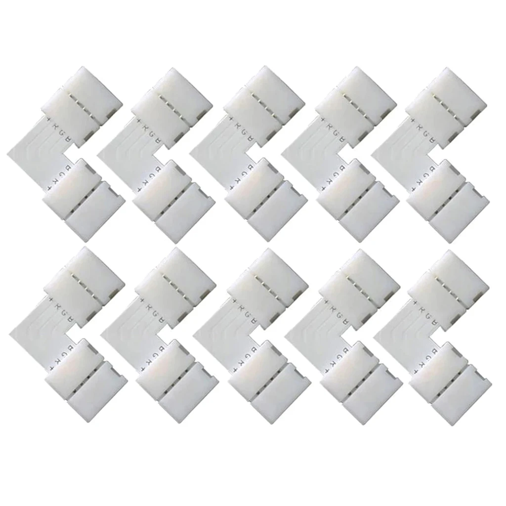 

10 шт. 10 мм 4-контактный L-образный угловой разъем для Светодиодный ты 90 градусов для 10 мм 5050 RGB-ленты освещения Угол 90 °