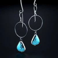 popular ladies silver vintage emerald drop shaped pendant earrings jewelry accessories