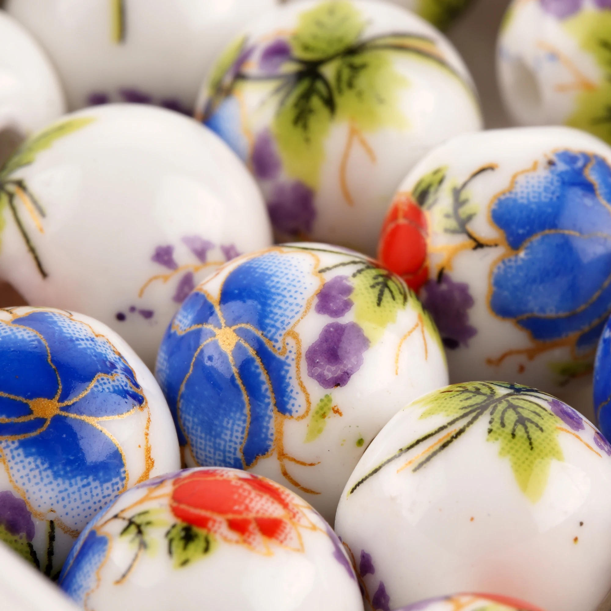 10 мм розово синяя и Красная надпись Керамика бусинами в стиле ретро виде