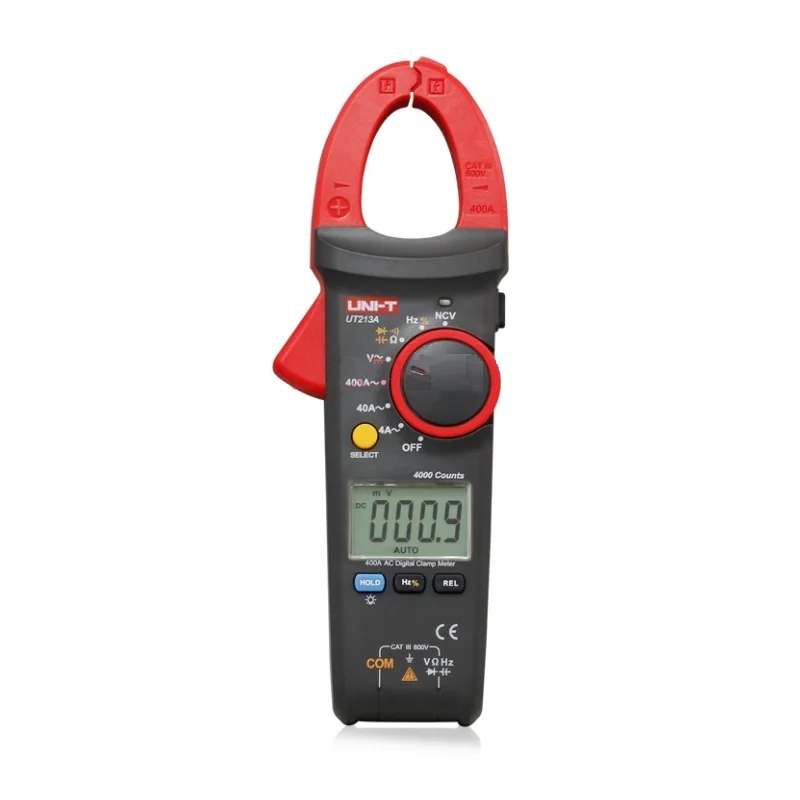 Uni-T UT213A True RMS Clamp Meter Digital Multimeter 4000Bits AC DC Voltmeter Ohmmeter Capacitor Frequency Tester NCV Data hold