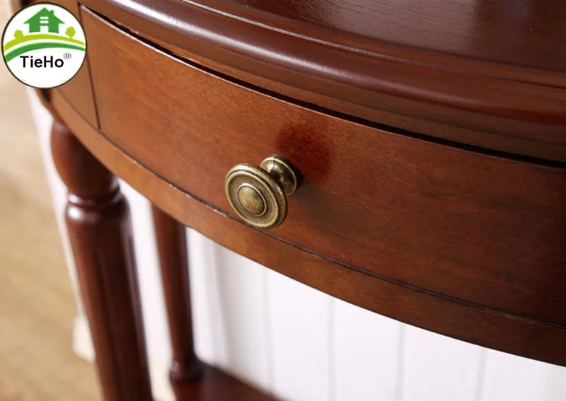 Консольный стол в европейском стиле из массива дерева с выдвижными ящиками