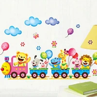 cute cartoon animal train children room kindergarten decorative wall stickers pvc background wall stickers home decoration