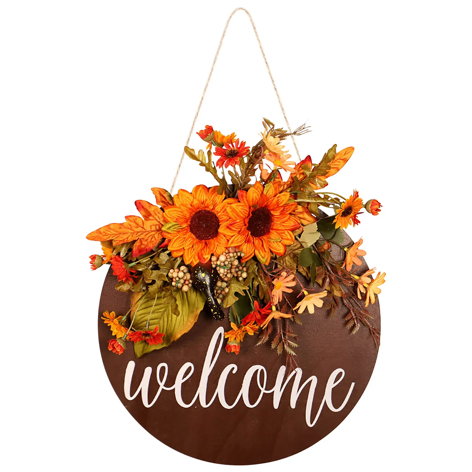 

Thanksgiving Welcome Sign Simulation Sunflower Door Hanging Front Door Floral Wreath Thanksgiving Wall Hanging For Home Sturdy