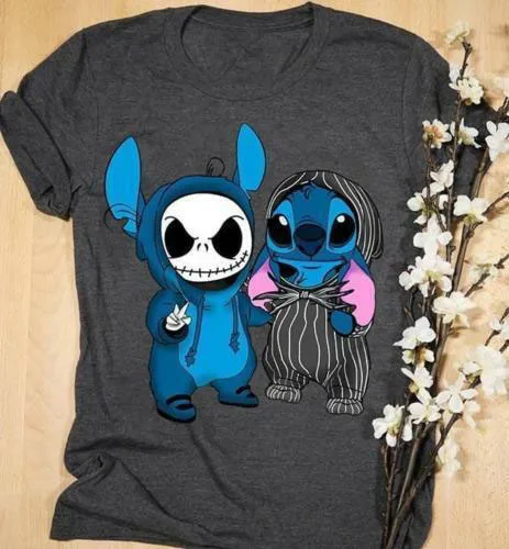 Stitch and Jack tee Skellington We Are Best Friends Men Shirt Black Cotton S-3XL Women Unisex Fashion tshirt Free Shipping | Мужская