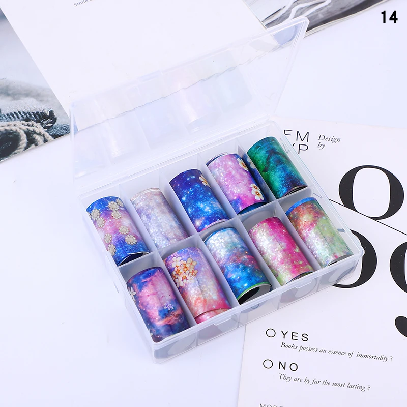 

WH Transfer Foils Stickers Holographic Nail Art Decals Nails Colorful Flower Gold Slider Shimmer Sticker Decoration Accessories