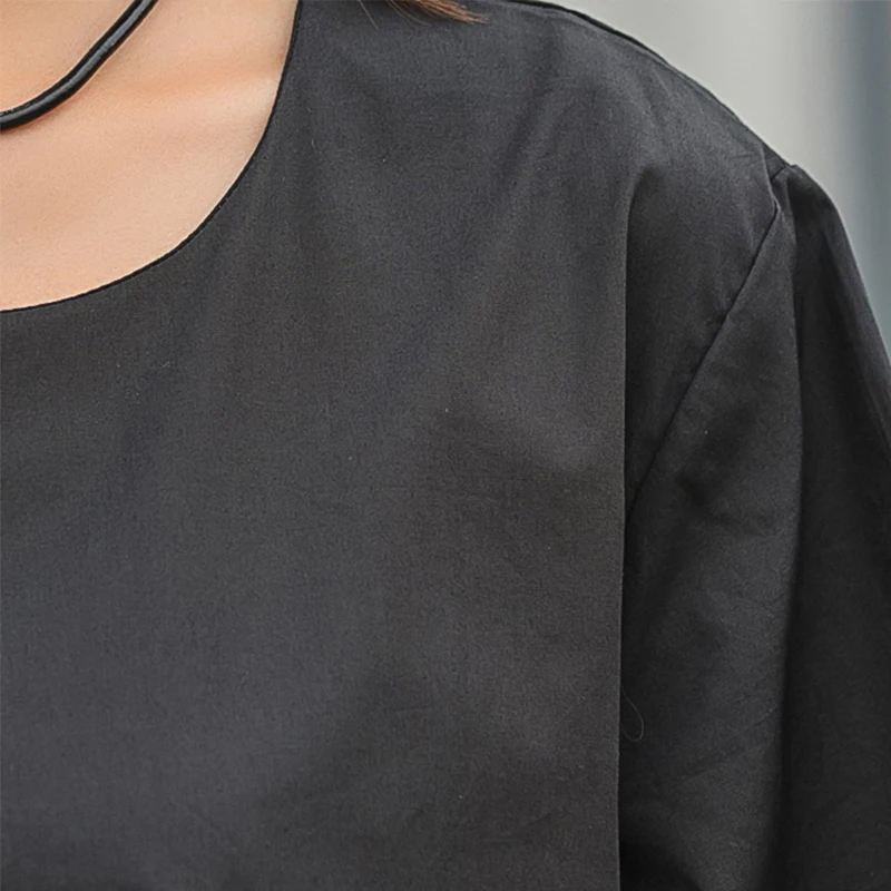 

XITAO Mesh T Shirt Fashion New Women Pullover Patchwork 2021 Summer Perspective Black Pleated Minority Elegant Tee LDD2014