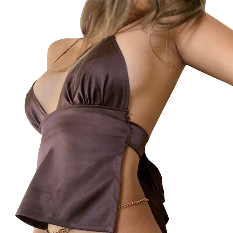 Женские рубашки сексуальный укороченный топ с глубоким V-образным вырезом и