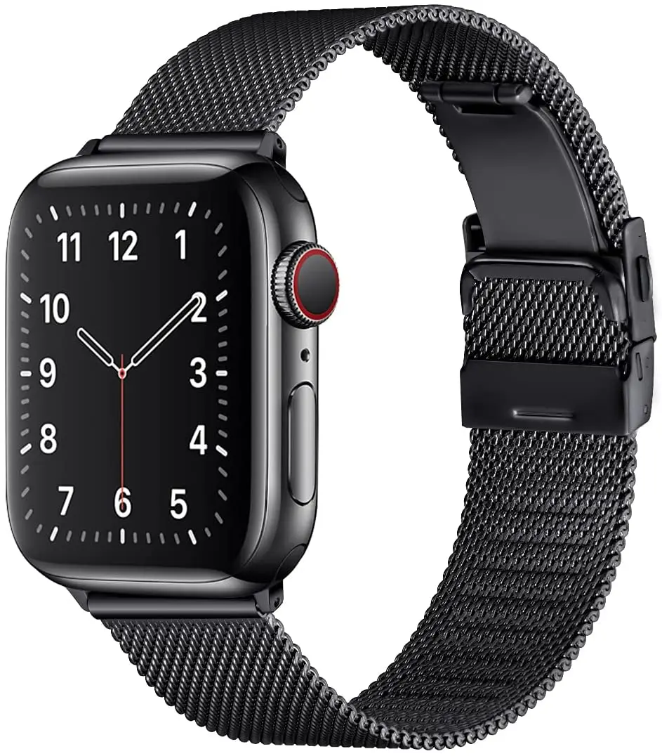 Milanese loop strap For Apple Watch band 44mm 40mm Series 6 5 4 SE Metal butterfly buckle band For iwatch band 3 2 1 42mm 38mm