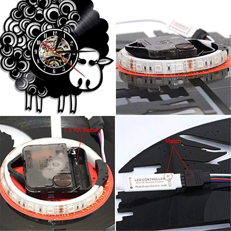 Светодиодные настенные часы виниловые с изображением овец украшение детской