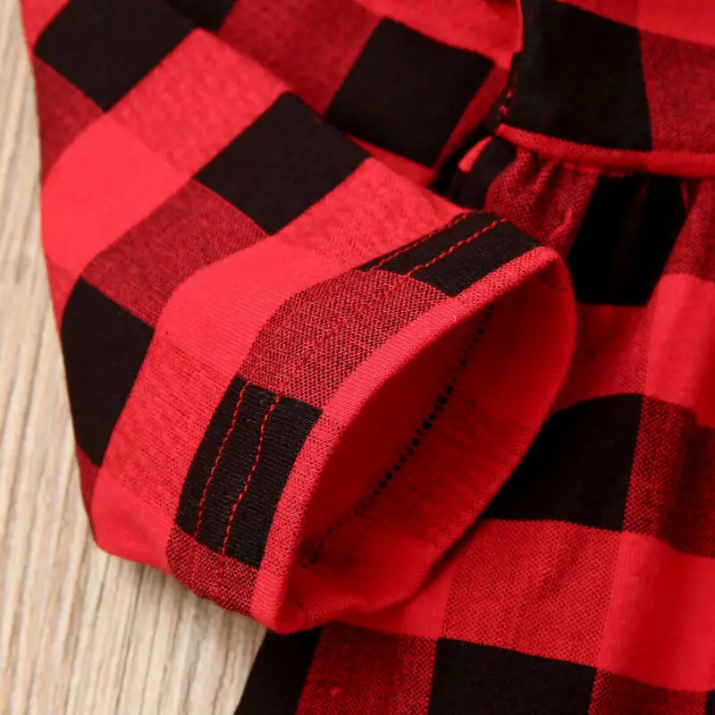 Xmas Dress Long Sleeve Plaids Kids Toddler Baby Girl Christmas Red Party Tutu Outfits + Scarf | Детская одежда и обувь