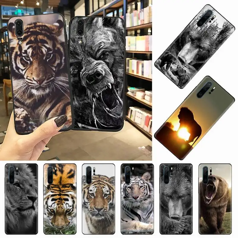 Чехол для телефона с изображением русского медведя тигра льва Huawei honor Mate P 9 10 20 30 40