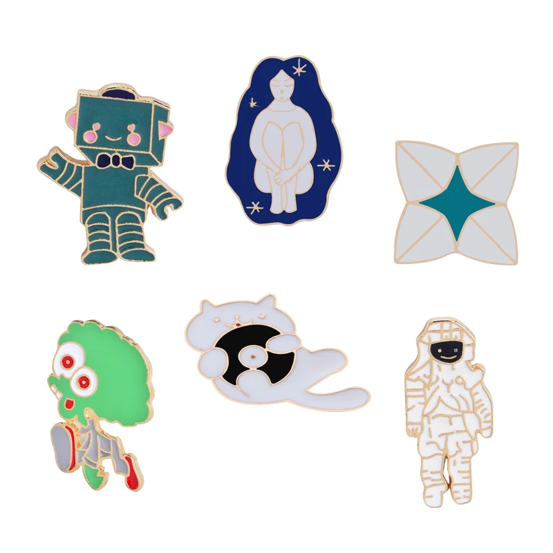Унисекс брошь с эмалью брошка в виде космонавта кошки инопланетянина|Броши| |