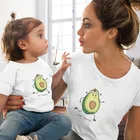 2020 одинаковые Семейные комплекты для мамы и дочки, женская футболка с забавным рисунком авокадо, белые повседневные топы, футболки для маленьких девочек, семейный образ
