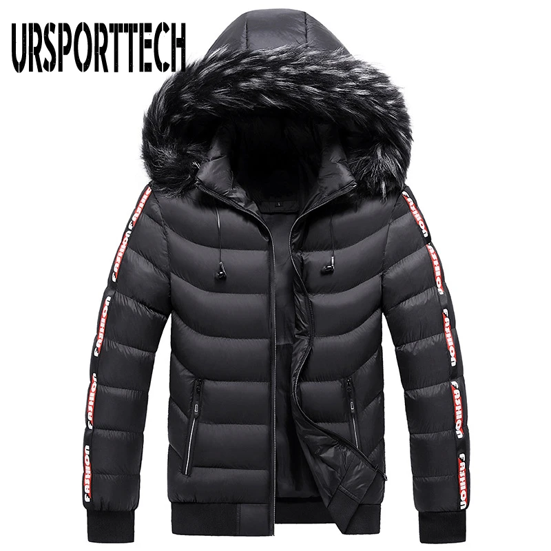 2021 New Winter Jacket Men Parka Hooded Fur Collar Men's Warm Thicken Windproof Hat Parkas Jacket Fashion Casual Hoodies Outwear