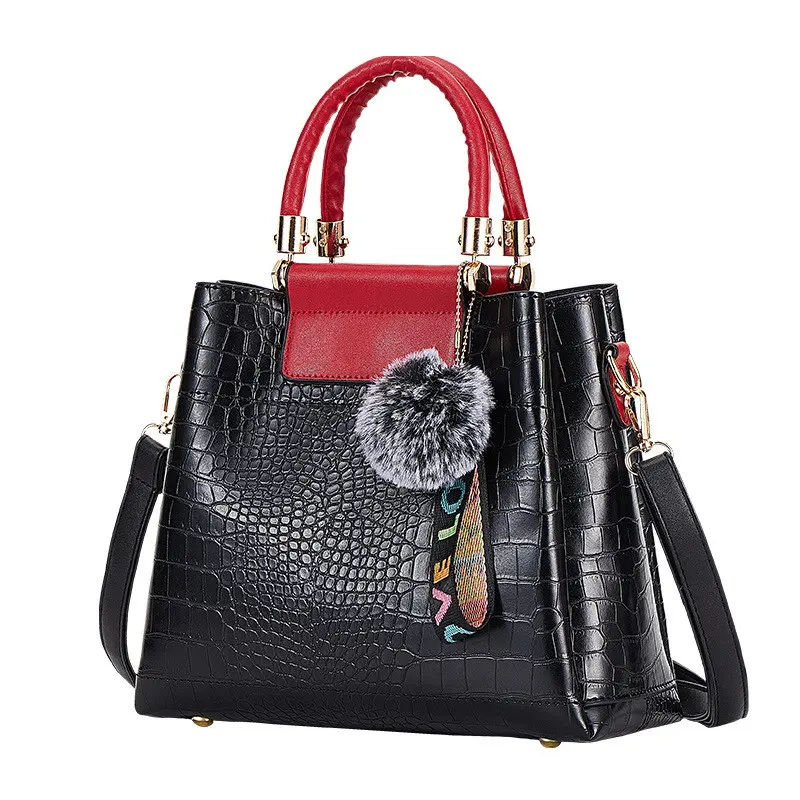 Black Red FUNMARDI 4 шт. женские сумки набор роскошных крокодиловых женских сумок из искусственной кожи сумки на плечо брендовые композитные сумки-мессенджеры WLHB2024 - Цвет: Black Red