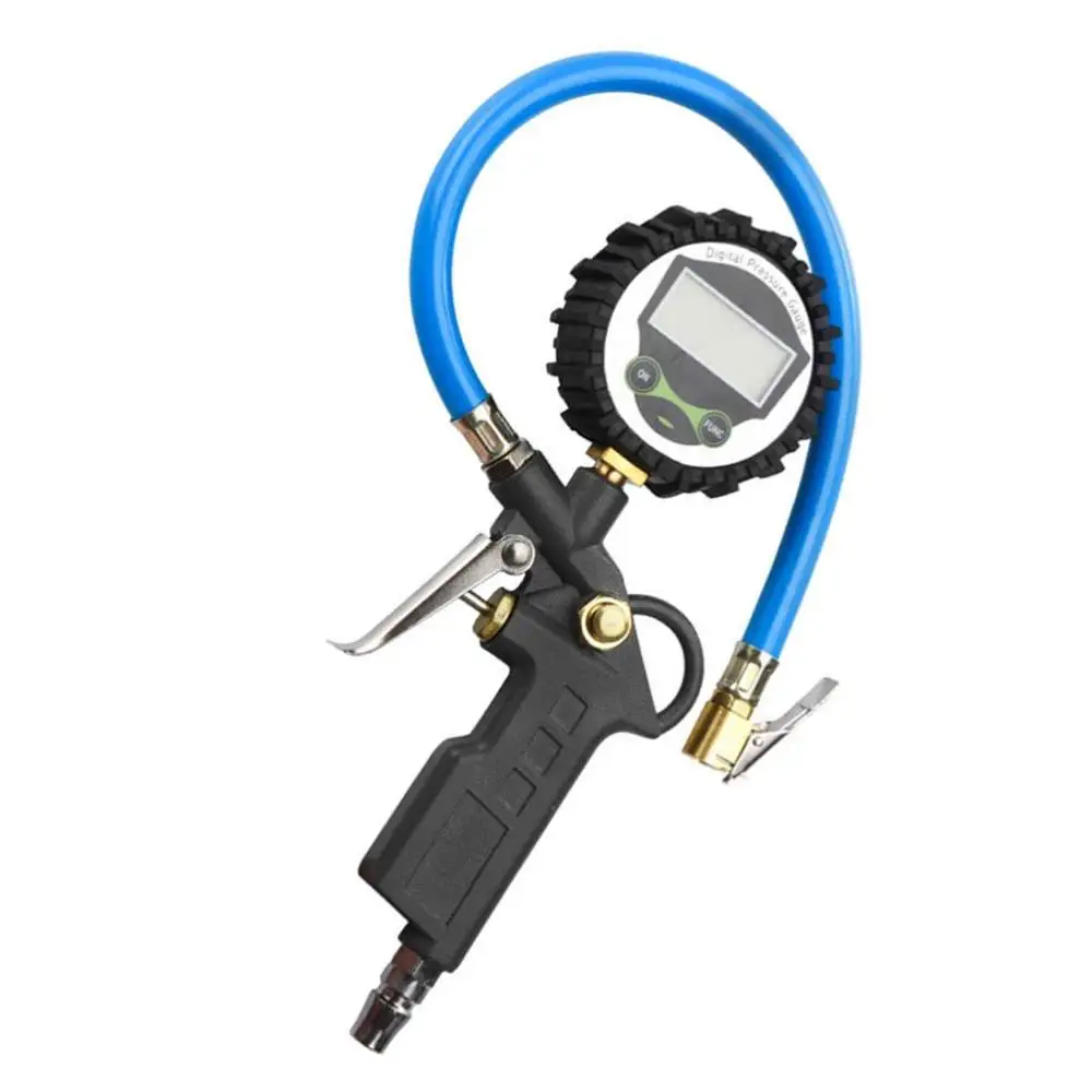 

Multi-functional Tire Pressure Meter Air Inflator Decompression Tool for Truck Motorcycle Car - American Style (Grey)