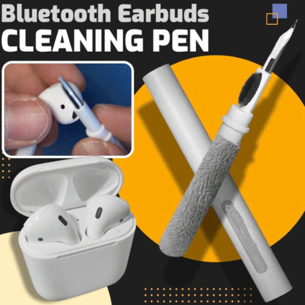 

Bluetooth-compatible Earplug Cleaning Pen Wireless Earphone Cleaner Microfiber Scrubbing Brush for Mobile Phones Tablets etc.