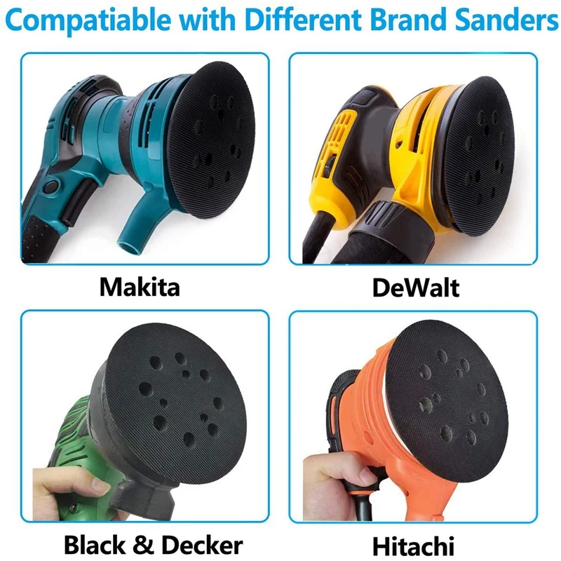 

5 Inch 8 Hole Replacement Sander Pads 5 inch Hook and Loop Orbital Sanding Backing Plates for DeWalt 151281-08 4Pcs