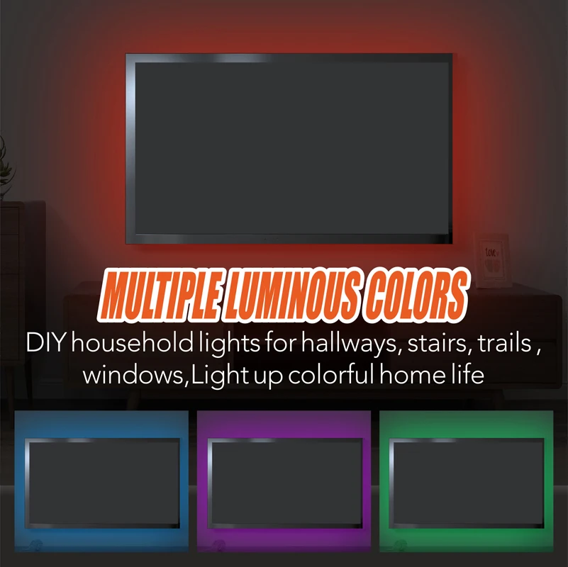 Водонепроницаемая светодиодная лента 5050 RGB IP65 5 В USB 3 клавиши 1 м 2 гибкая неоновая