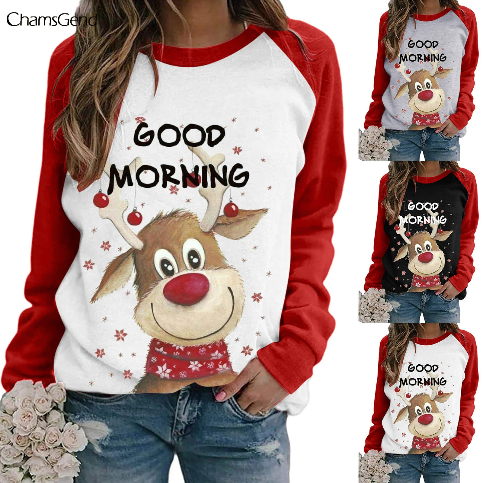 2022 рождественские топы женские футболки с принтом оленя свободные в стиле
