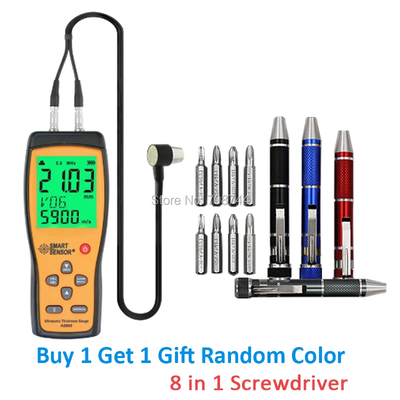 Умный датчик AS860 ультразвуковой толщиномер Цифровой Измерительный диапазон