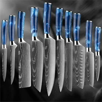 10 pcs kitchen knives set japanese damascus pattern chef knife set stainless steel ultra sharp blade knives for chefs gift