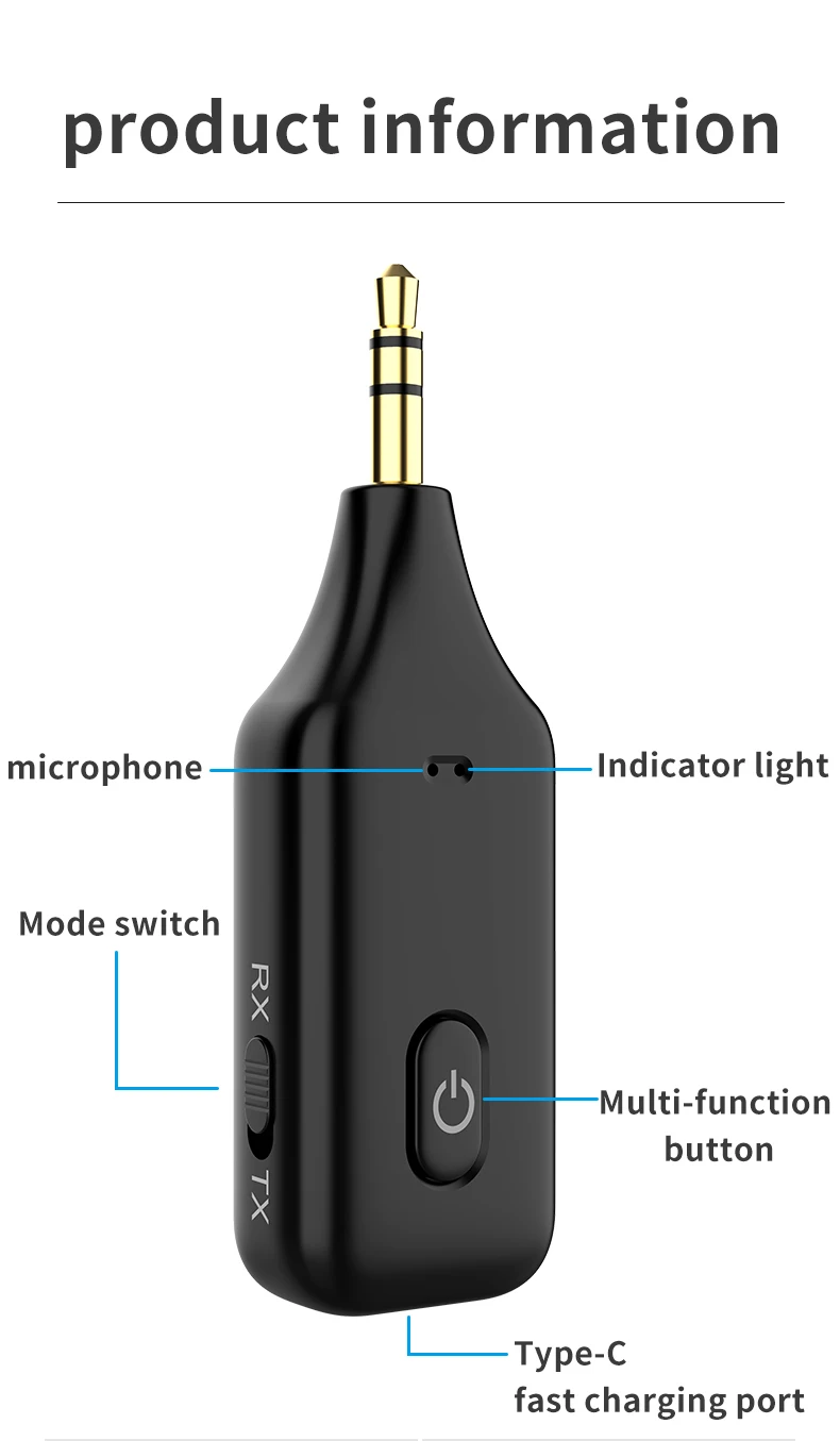 2 IN 1 Bluetooth 5.1 Receiver Transmitter 3.5mm AUX Hardsfree Audio Adapter for Car Home TV Headphones | Автомобили и мотоциклы