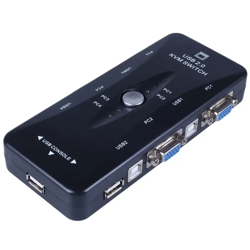 4 порта USB 2 0 KVM переключатель + Кабели клавиатура Монитор VGA SVGA ПК ноутбук |