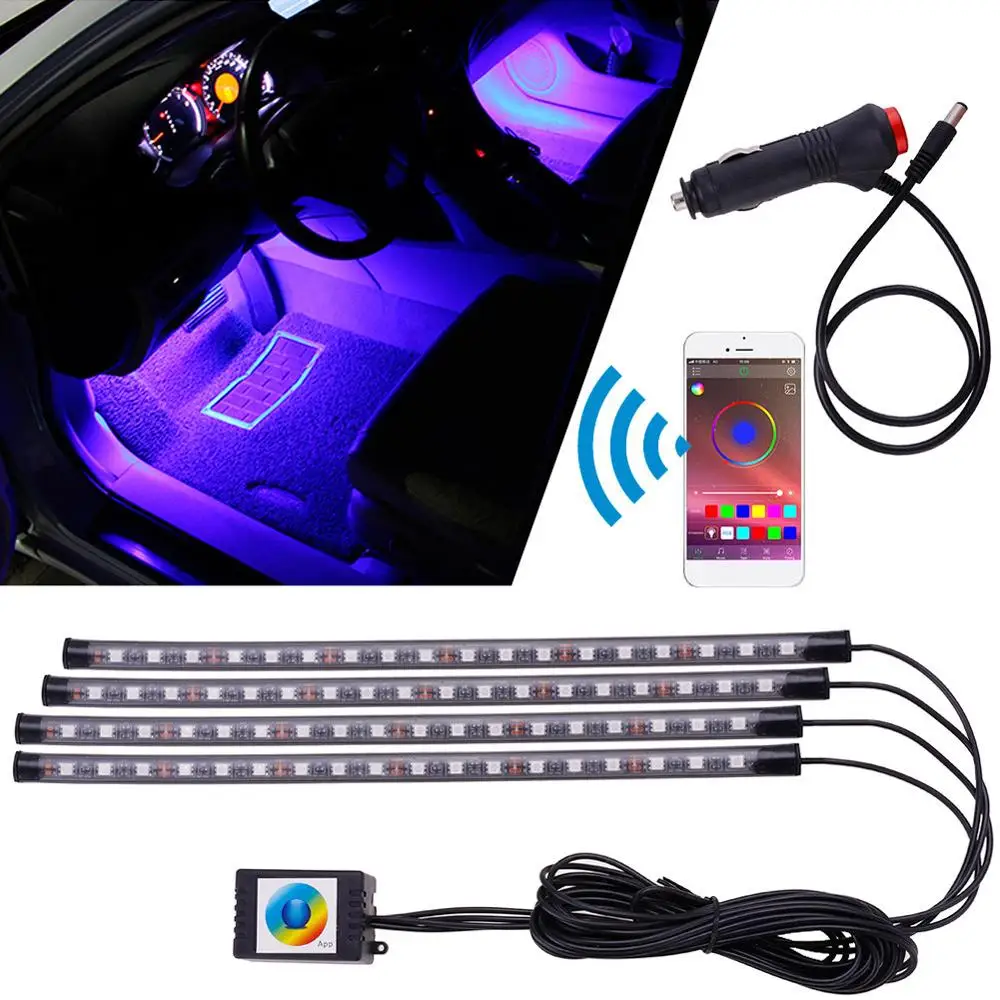 Светодиодная лента RGB для салона автомобиля 4 шт. 9/18 светодиодов дистанционное
