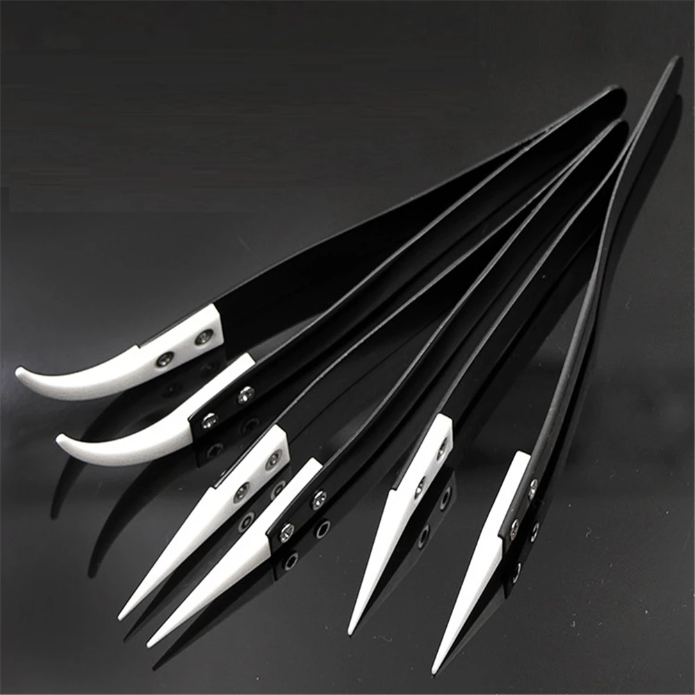 

Антистатический керамический пинцет, промышленный керамический Пинцет для электронных сигарет из нержавеющей стали, изолированный прямой Изогнутый наконечник