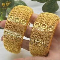 xuhuang african plated gold cuff bangles for women high quality jewellery bracelet indian jewelry nigerian bridal wedding gift