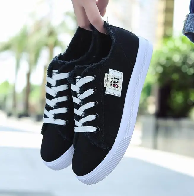 

Women Canvas shoes Sneakers 2021 Hot Solid Lace-up Shoes for Girls Non-slip Size 35-40
