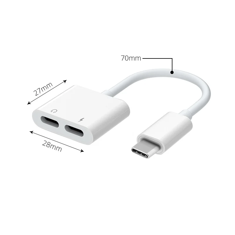 Адаптер 2 в 1 с двумя разъемами USB Type-C для наушников аудио-зарядки звонков