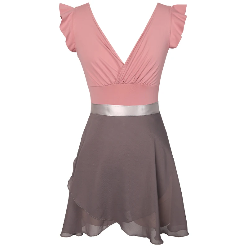 

2020 Adult Ballerina Costume V-neck Ballet Leotard Skirts Women Bodysuit American Clothing Gymnastics Clothes Tutu Dance Wear