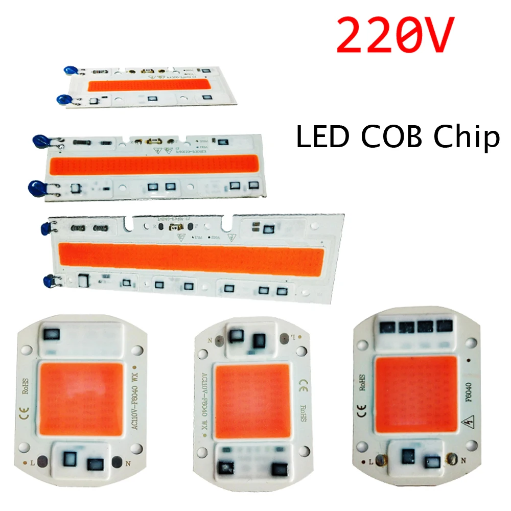 20 Вт 30 50 70 смарт IC драйвер лампы 220 В светодиодный COB чип высокой мощности полный