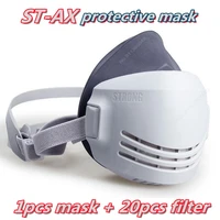 replaceable 20 filters industrial dust mask lime powder cement asbestos woodworking anti particulate rubber dust mask