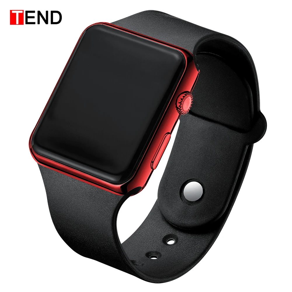 Black Red Fashion Men Watch Women Casual Sports Bracelet Watches White LED Electronic Digital Candy Color Silicone Wrist Watch Children - Цвет: Black Red