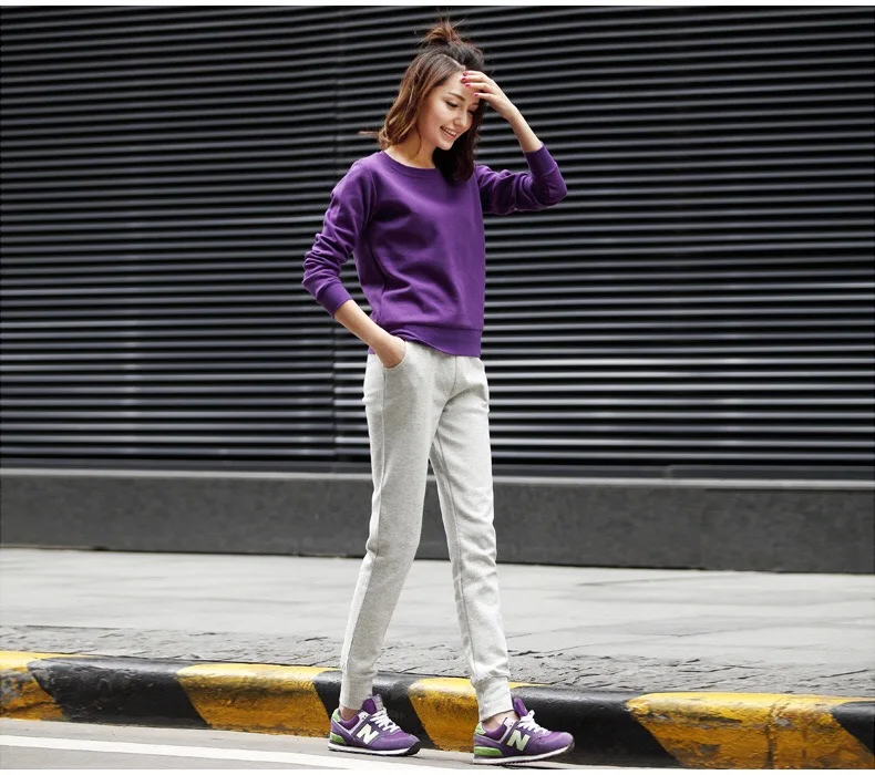 Сплошной цвет толстовка осень и зима Женская хлопчатобумажная Повседневная