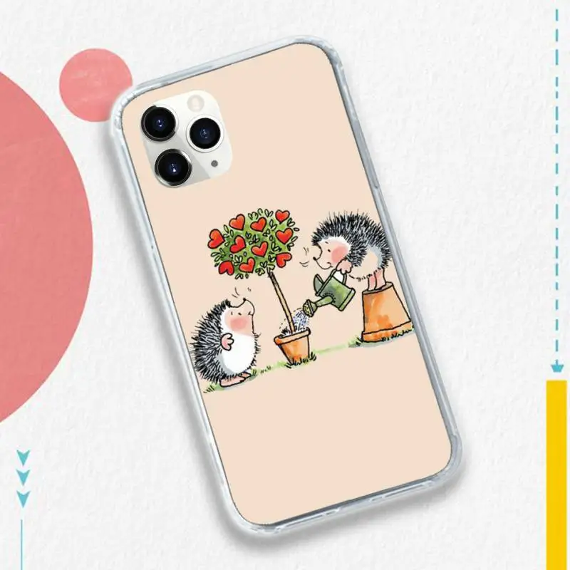 

Kawaii Hedgehog Heart Phone Case for iPhone 11 12 pro XS MAX 8 7 6 6S Plus X 5S SE 2020 XR