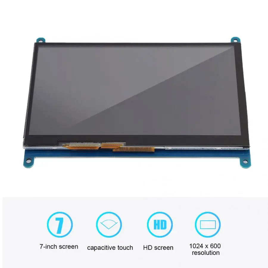 7 дюймов 1024*600 ЖК дисплей CapacitiveTouch экран для Raspberry Pi 3B/3B +/4B 16:9 HDMI монитор с акриловым