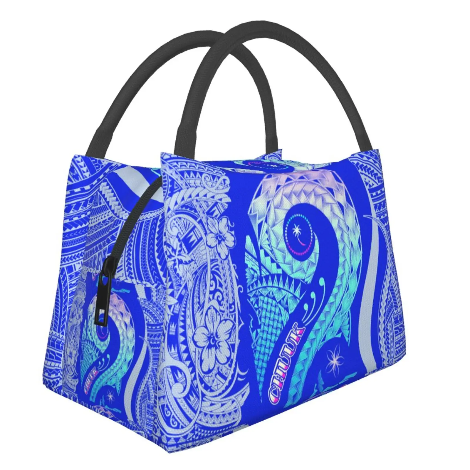 

NOISYDESIGNS Samoan Hibiscus Polynesian Tribal Waterproof Oxford Cloth Portable Thermal Lunch Bags For Women Lunch Food Bags