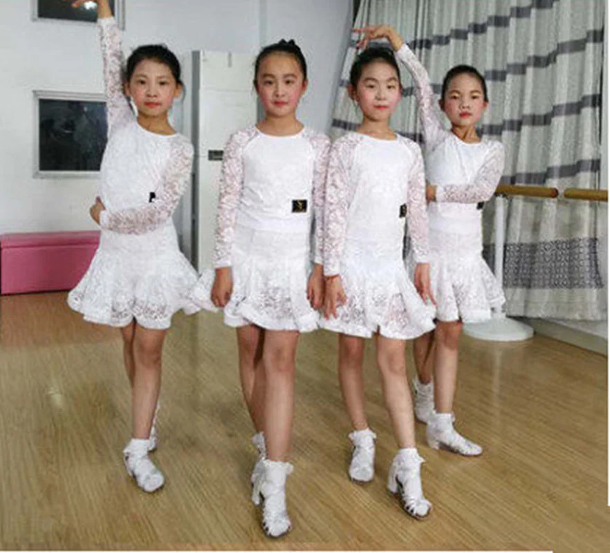 Lace Girl Latin Dance Dress Competition For Children Girls Ballroom Kids Skirt tango salsa Dancewear Practice Wear | Тематическая