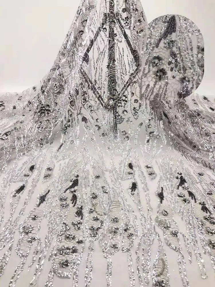 Французская сетка с вышивкой и блестками Африканское кружево нигерийская