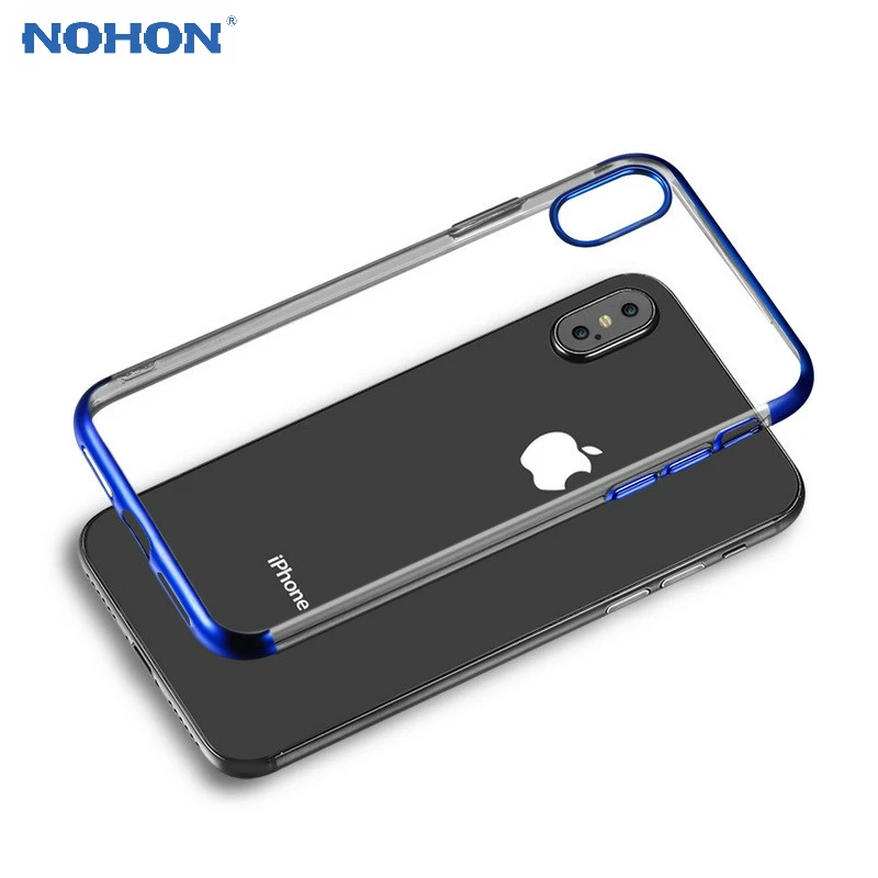 Роскошный чехол NOHON из ТПУ для iPhone 7 8 Plus X мягкий силиконовый с электронным